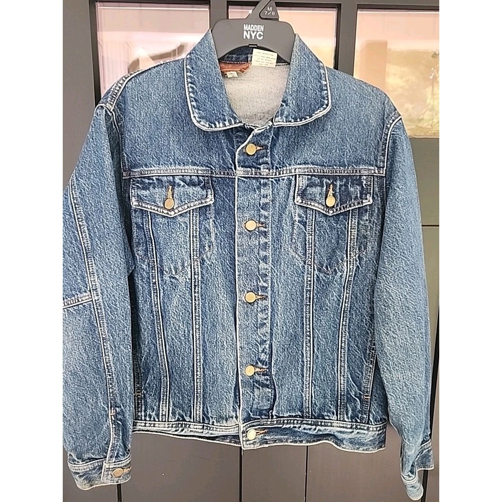 Vintage‎ 80s Womens Large Sergio Valente Trucker Denim Jean Jacket Brass Button